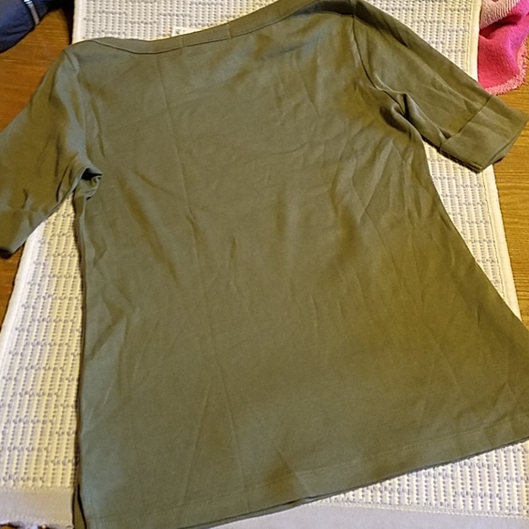 New Karen Scott Olive Petite Elbow Sleeve Top - Picture 5 of 6